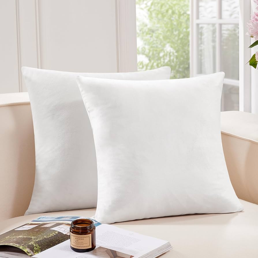Deconovo Super Soft Plush Decorative Velvet 18x18 Inch Pillow Covers for Home, Sofa, Square White... | Amazon (US)