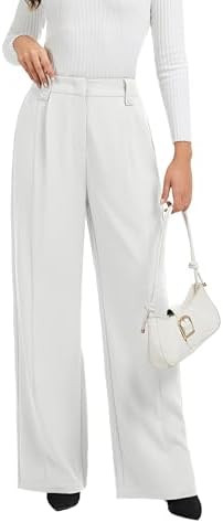FUNYYZO Casual Pants for Women Business Office Dress Pants Wide Leg Trousers with Pockets | Amazon (US)