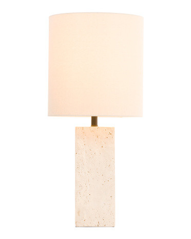 25in Solid Travertine Pillar Table Lamp | TJ Maxx