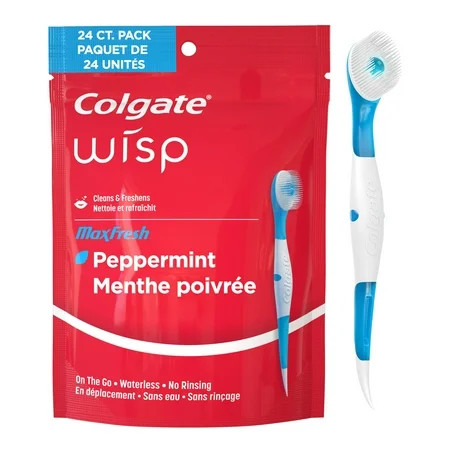 Colgate Max Fresh Wisp Disposable Mini Adult Manual Travel Toothbrushes, Peppermint, 24 Count | Walmart (US)