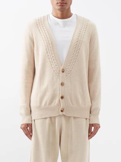 Ghiaia Cashmere - Cable-knit Cotton Cardigan - Mens - Beige | Matches (US)