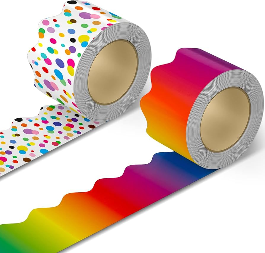 2 Set Color Bulletin Borders Stickers, 99 ft Back to School Decoration Borders for Bulletin Board... | Amazon (US)