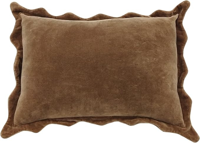 Ashland 20" x 14" Brown Velvet Scalloped Pillow | Amazon (US)