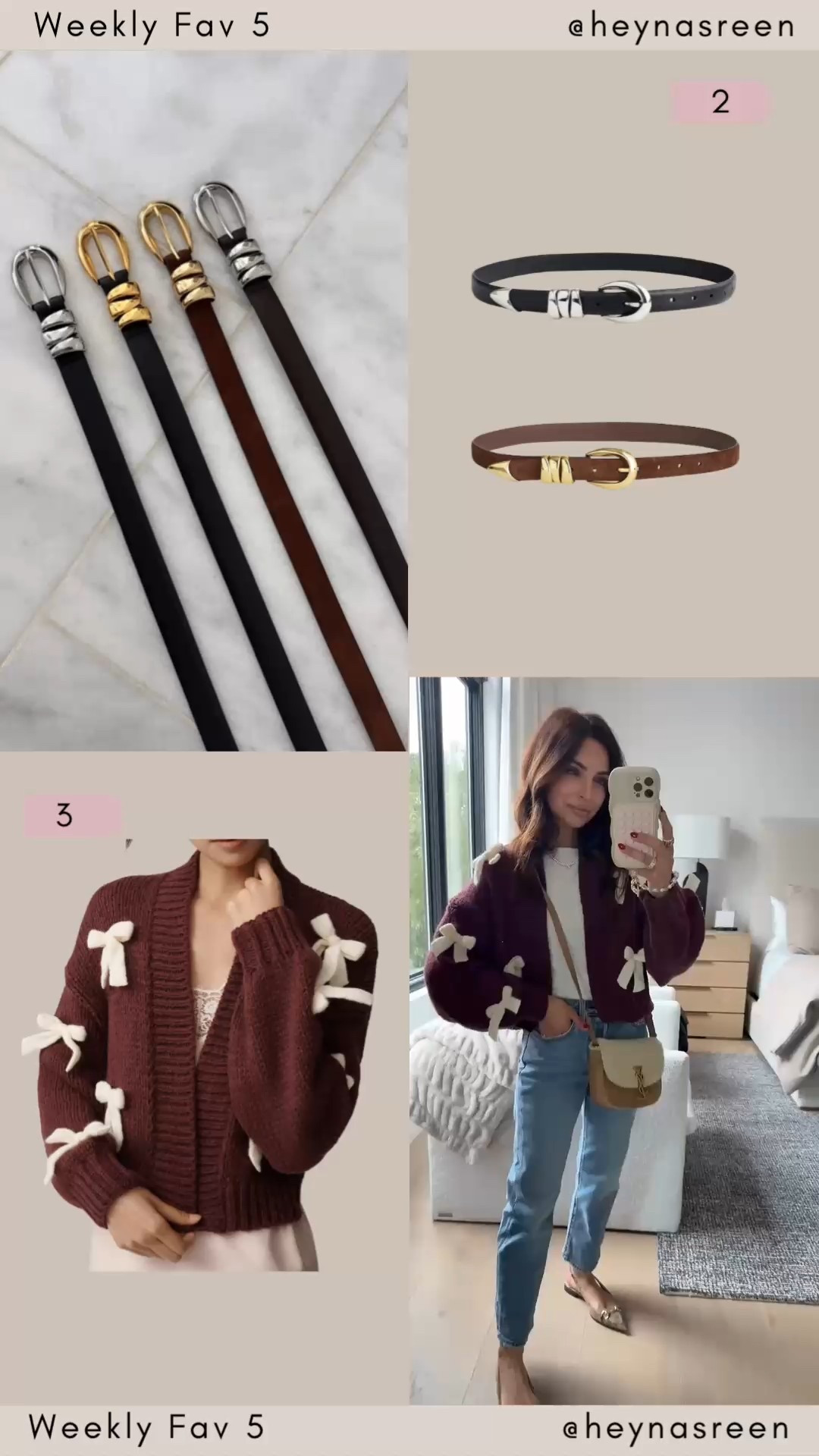 Fav 5: 
#2: Madewell belt, one of my fav belts I have multiple colors 
#3: Anthropologie bow cardigan 