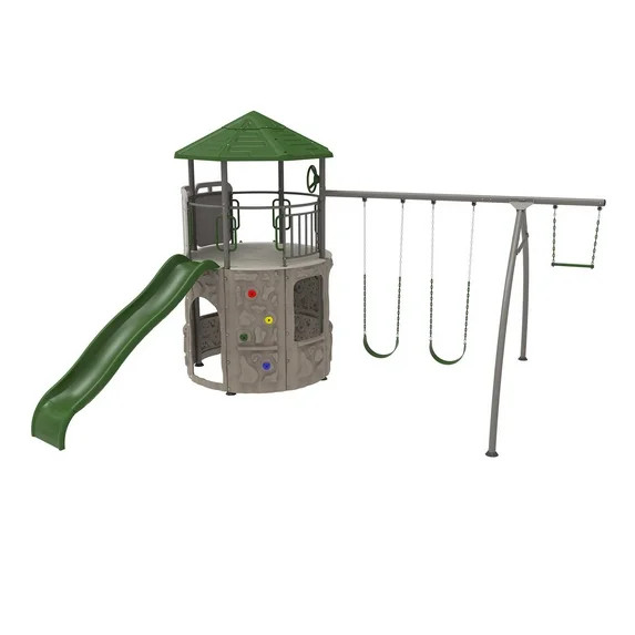 Lifetime Kid’s Adventure Tower Swing Set with Slide, Climbing Wall, Belt Swings and Trapeze Bar... | Walmart (US)