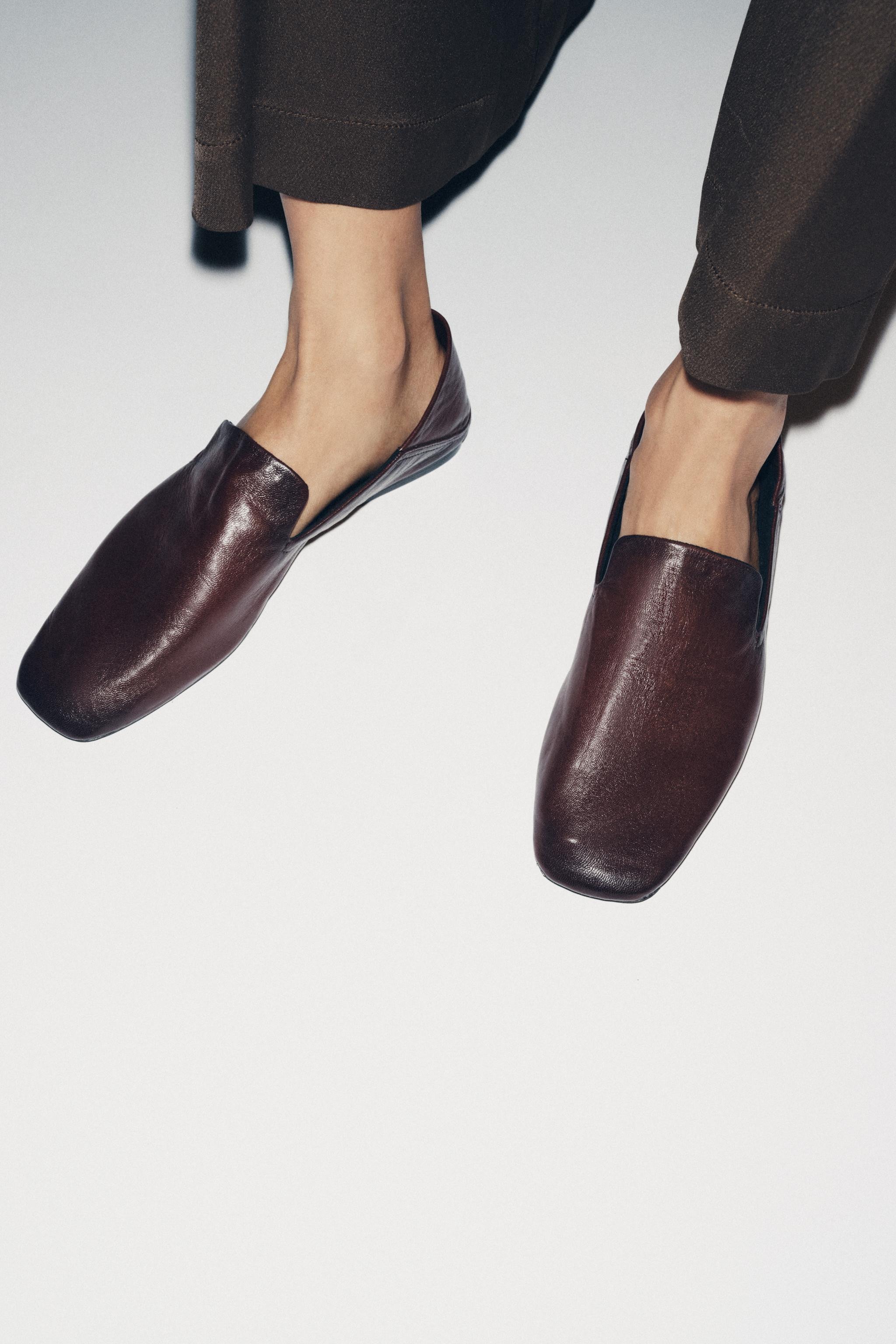 LEATHER LOAFERS WITH HIGH VAMP | Zara US