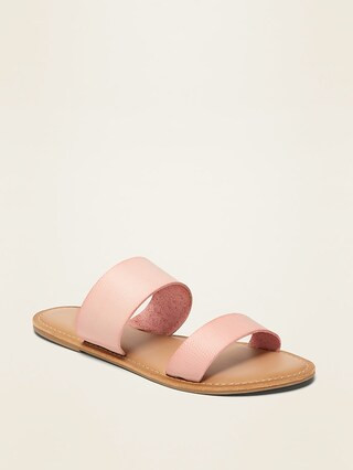 Faux-Leather Double-Strap Slide Sandals for Women | Old Navy (US)