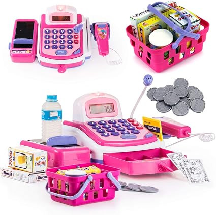 Prextex Pretend Play Store Electronic Toy Cash Register for Kids - STEM Toy with Mic Speaker and ... | Amazon (US)