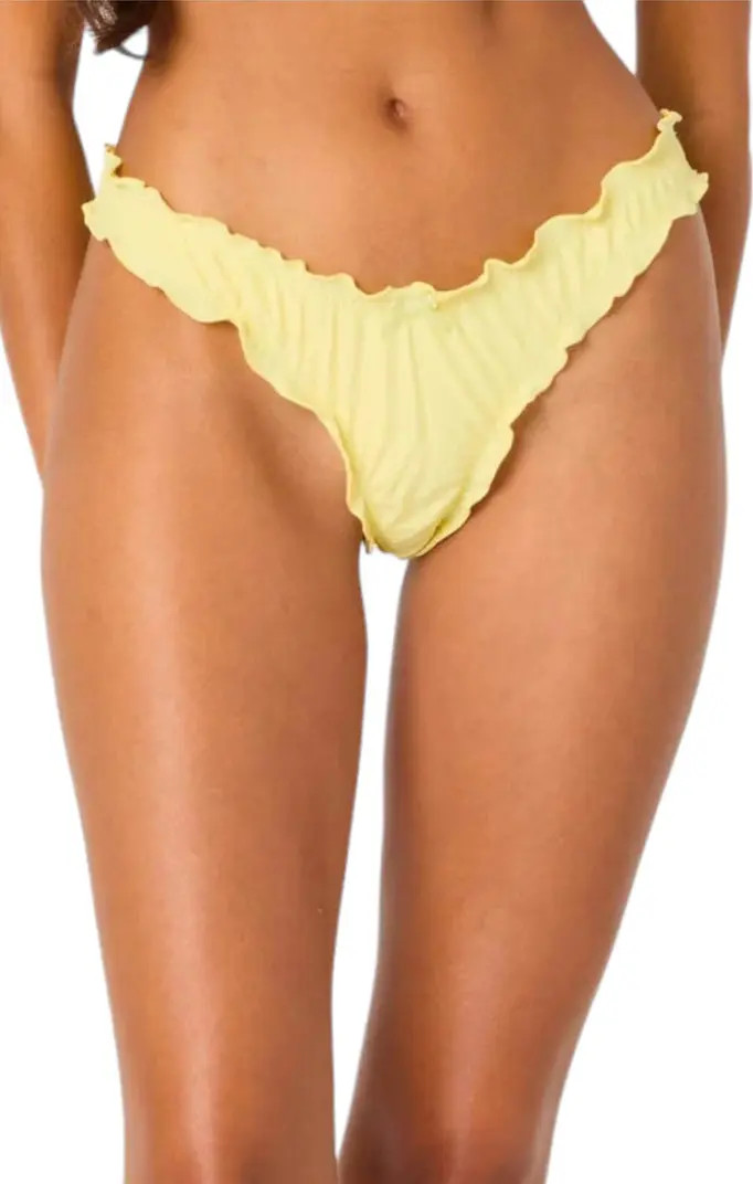 EDIKTED Golden Ruffle Edge Bikini Bottoms | Nordstrom | Nordstrom