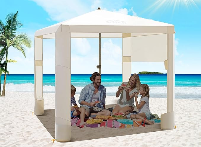 Beach Cabana, 6.2' x 6' Portable Canopy with Side Wall, 4 Adjustable Height, UPF 50+ UV Protectio... | Amazon (US)