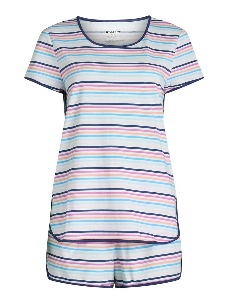 Joyspun Women's and Women’s Plus Lightweight Sleep Tee and Shorts Set, 2-Piece, Sizes XS to 3X | Walmart (US)