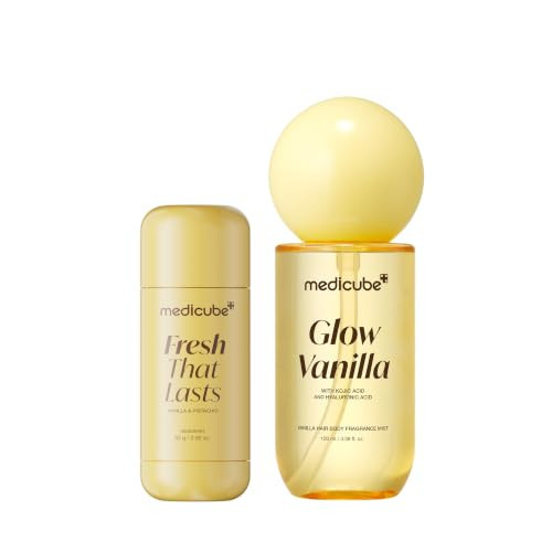 medicube Glow Vanilla Layering Duo: Vanilla Pistachio Deodorant and Hair & Body Fragrance Mist | Freshness, Odor Care & Sweet Gourmand Scent for All-Day Confidence | Kojic Acid for Brightening & Glow | Amazon (US)