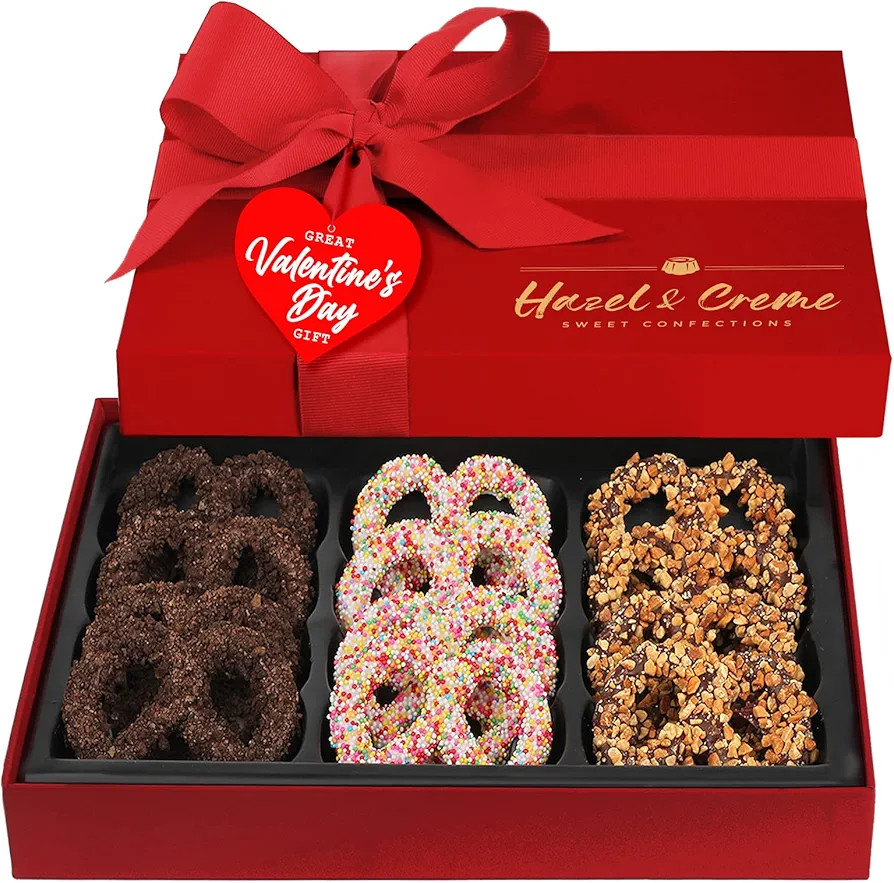 Valentine's Day Pretzel Gift Basket - Gourmet Pretzels Gift - Pretzel Gift Box - Gourmet Pretzels... | Amazon (US)