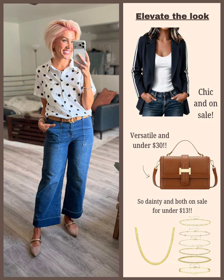 Elevate this look for fall with these chic finds!! This look didn't need much but some dainty jewelry and a smart blazer take it to the next level. 

 #LTKootd #LTKSaleAlert #LTKWorkwear