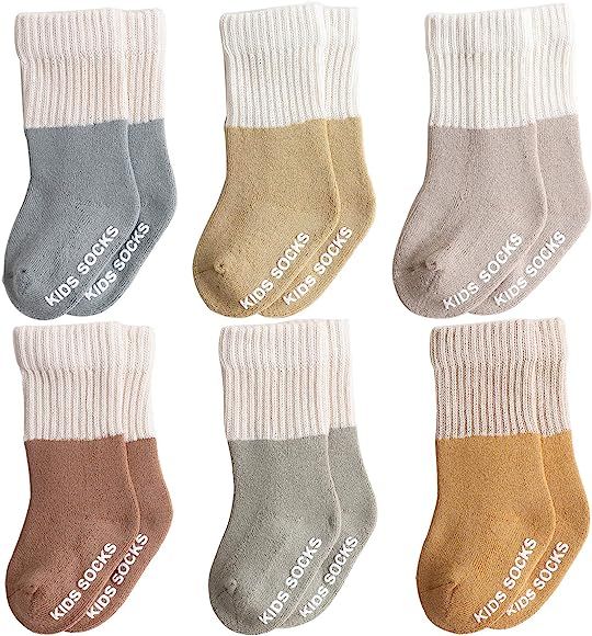 Belsmi 6 Pack Baby Socks Aniti Slip Knee High Stocking Thick Warm Winter Sock | Amazon (US)