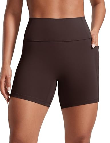 CRZ YOGA Secretsculpt Butterlift Biker Shorts Pockets 5'' - No Front Seam Womens High Waist Worko... | Amazon (US)