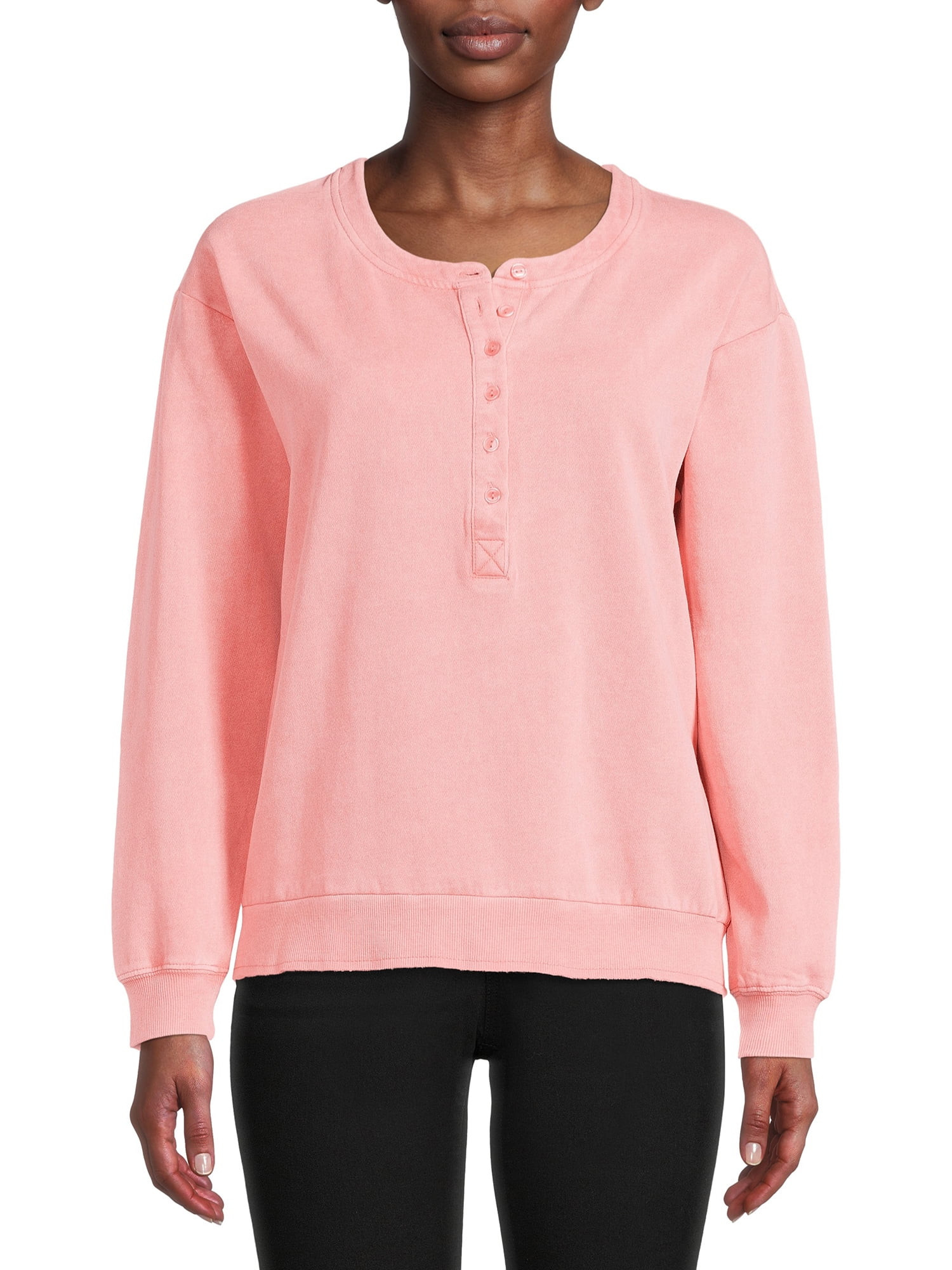 Time and Tru Women's Washed Henley Top | Walmart (US)