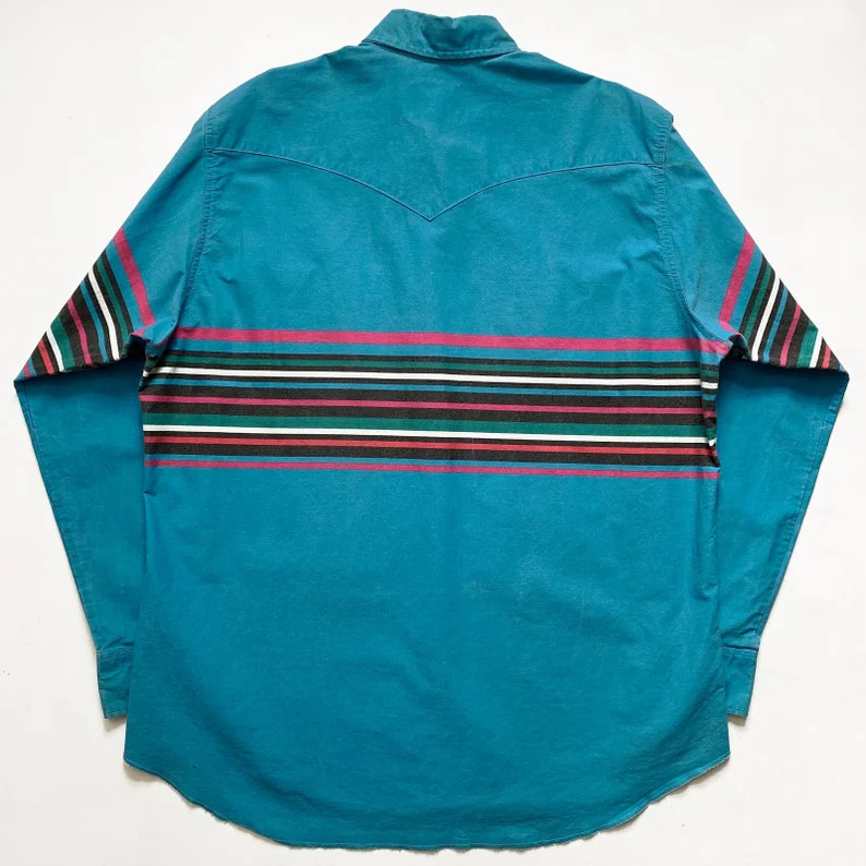 1990s Wrangler Brushpopper Western Shirt - Etsy | Etsy (US)