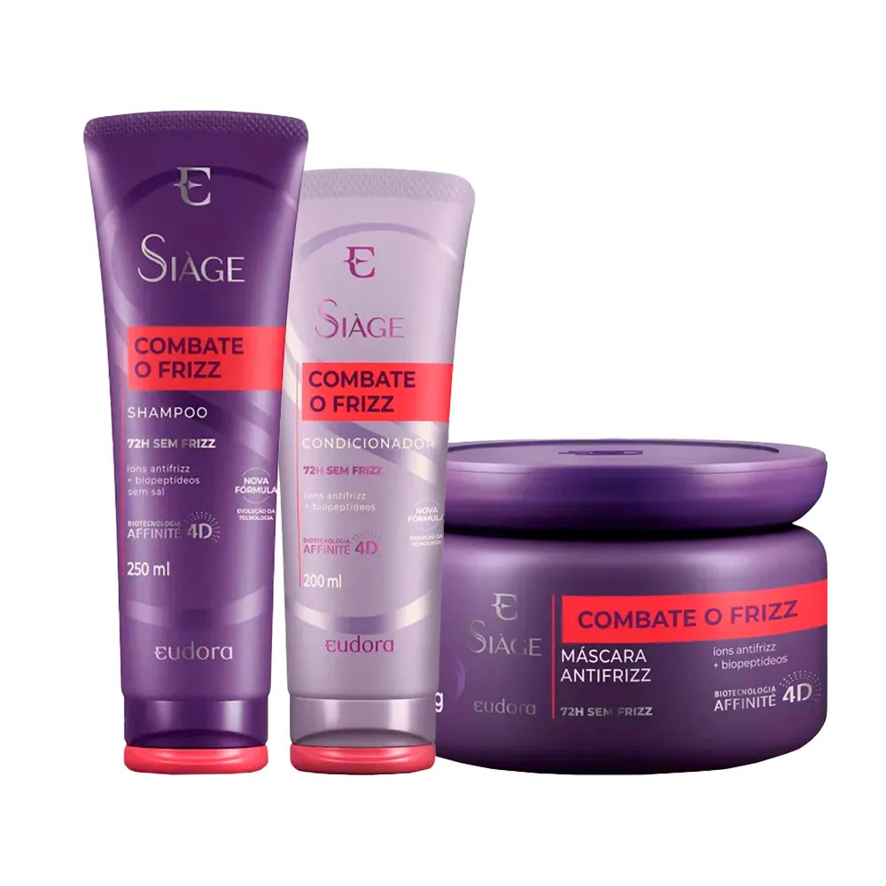 Kit Eudora  Siáge Combate o Frizz - Shampoo 250 ml + Condicionador 200 ml + Máscara Antifrizz 2... | Amobeleza (BR)