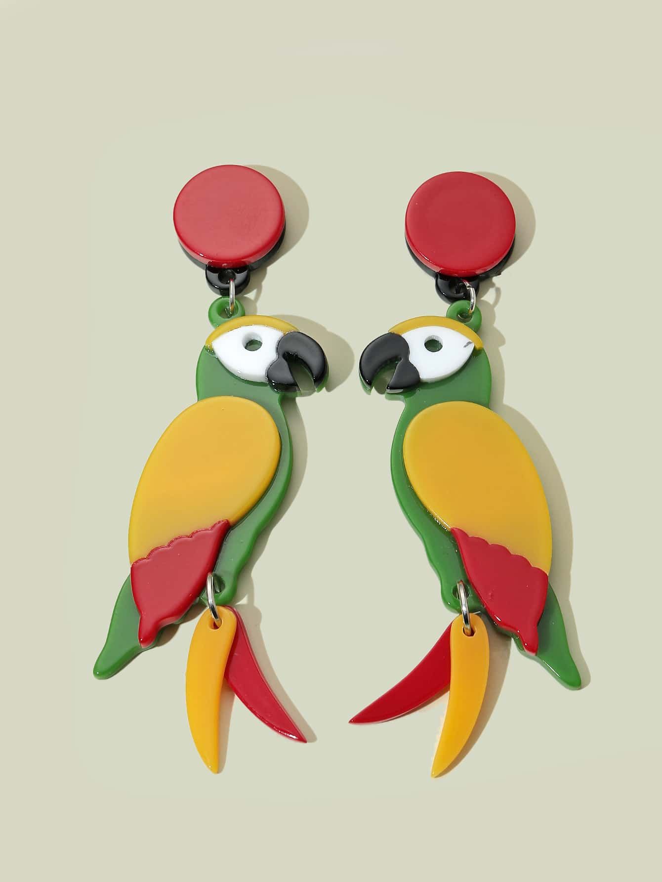 Color Block Parrot Drop Earrings | SHEIN