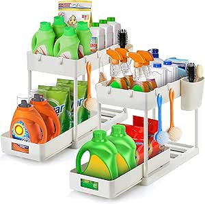 Ravinte 2 Pack Pull Out Under Sink Organizer 2 Tier Multi Purpose Sink Organizers Storage For Bat... | Amazon (US)