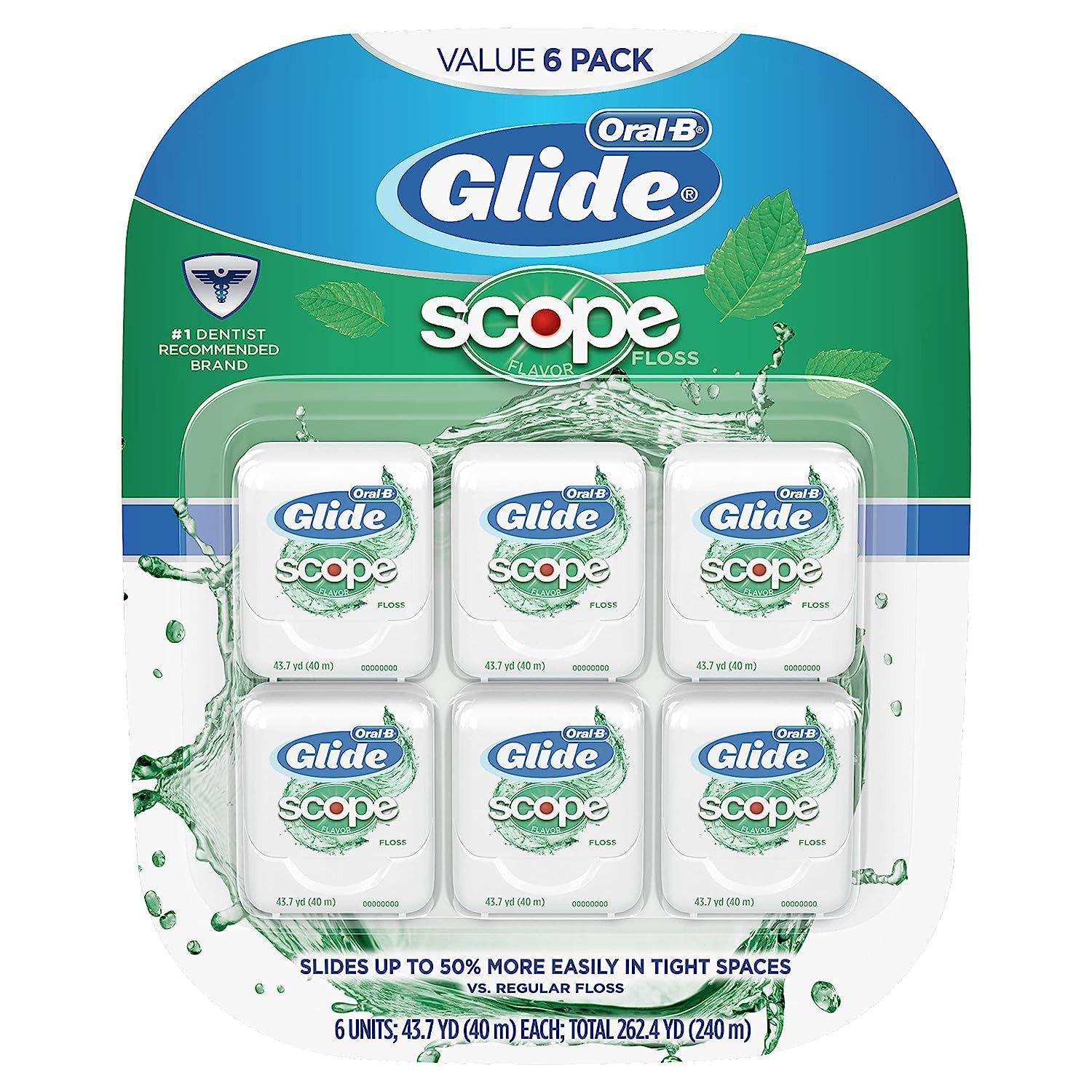 Oral-B Glide Dental Floss, Scope Flavor, 40m (Pack of 6) | Amazon (US)