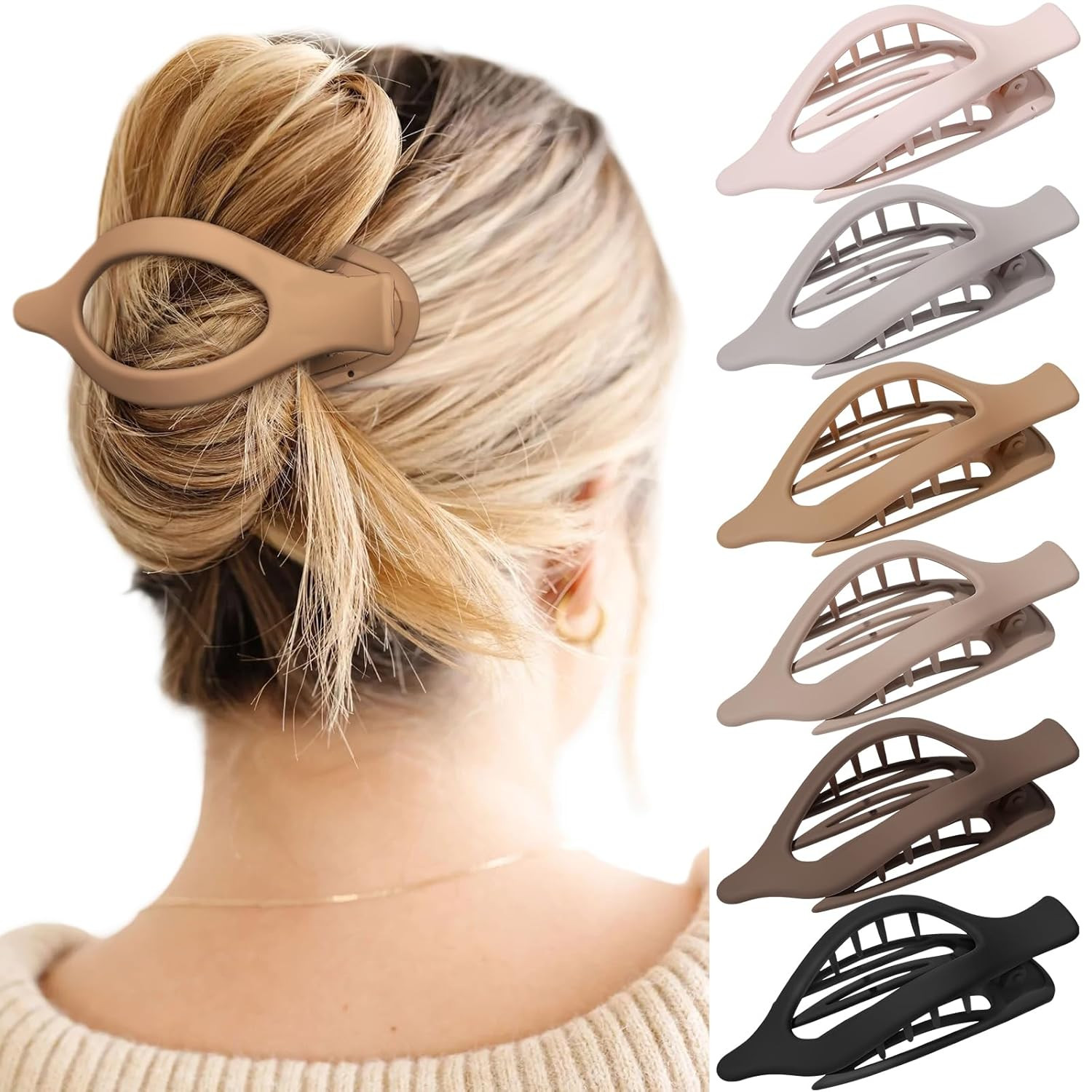 French Concord Hair Clips - 6Pcs Side Slide Volume Clips for Women Girls, Strong Hold No Slip Gri... | Amazon (US)