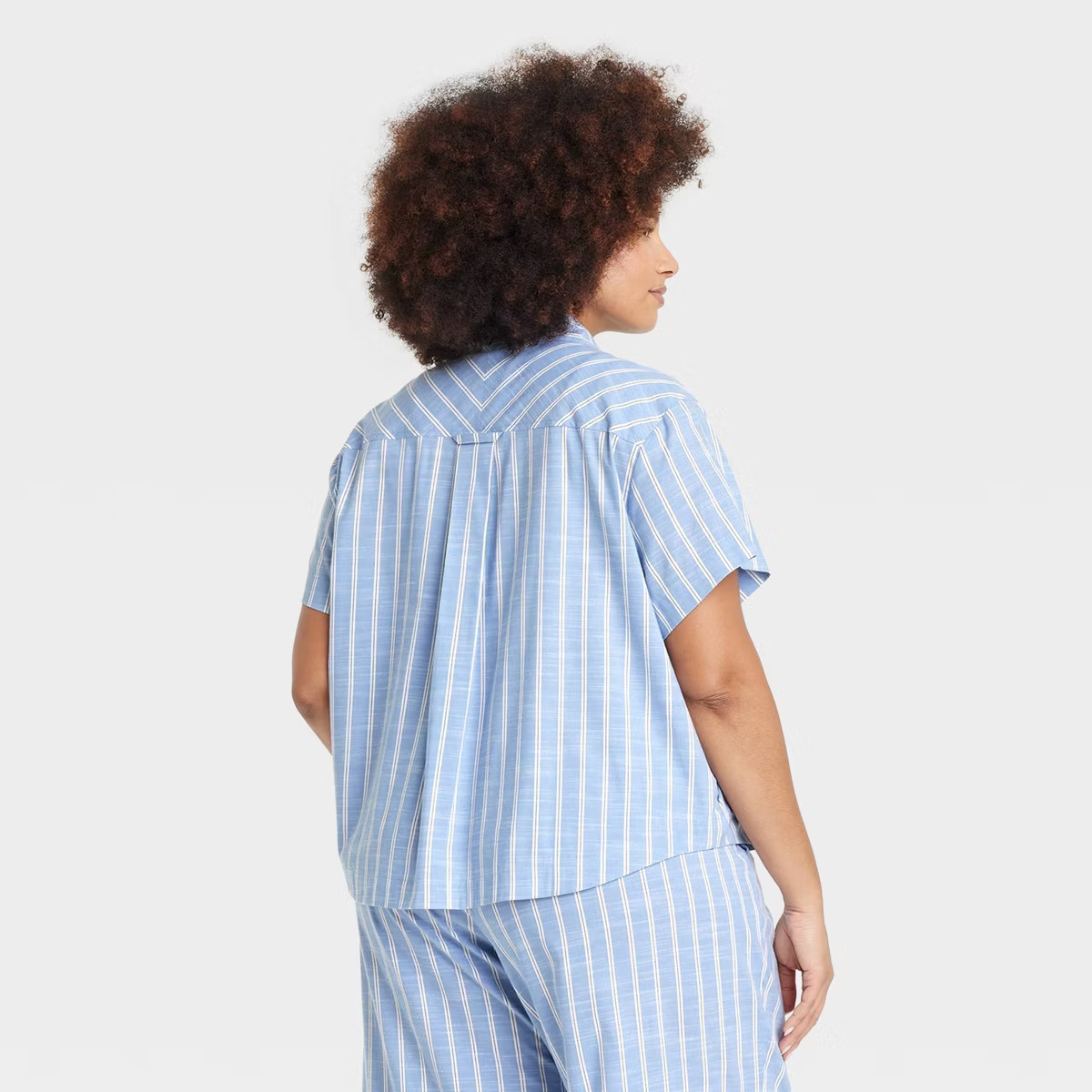 Women's Striped Cotton Blend Short Sleeve Pajama Shirt - Auden™ | Target