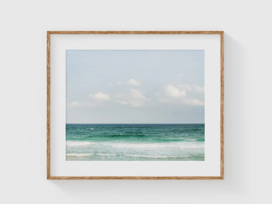 Turquoise Ocean Wall Art, Calm Coastal Beach Print, Soft Blue Sea Photography, Minimalist Nature ... | Etsy (US)