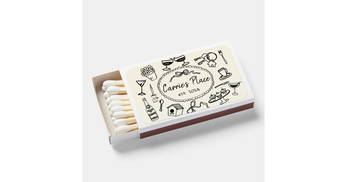 Whimsical Hand Drawn Housewarming Party Matchboxes | Zazzle | Zazzle