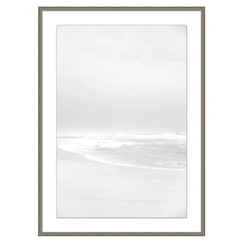 Aman Coastal Beach White Seascape Grey Frame Photography 2 - 48x35 | Kathy Kuo Home