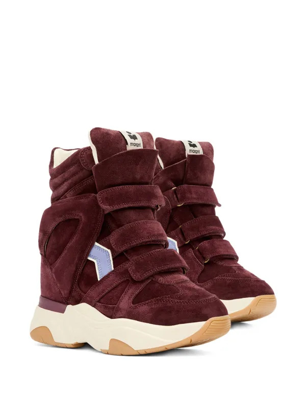 ISABEL MARANT Balskee Suede Panelled Wedge Sneakers | Red | FARFETCH | Farfetch Global