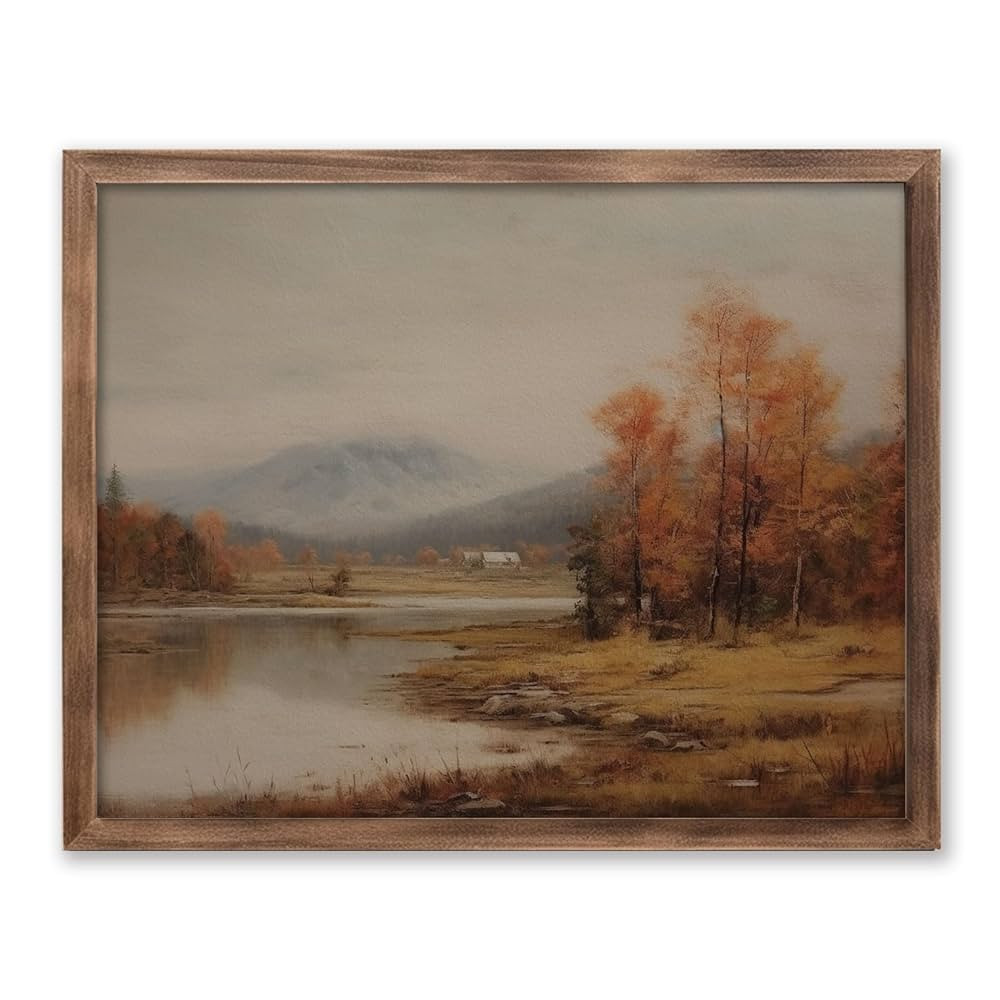 Vintage Autumn Landscape Painting Print, Vintage Fine Art, Living Room Wall Decor, Vintage Fall P... | Amazon (US)