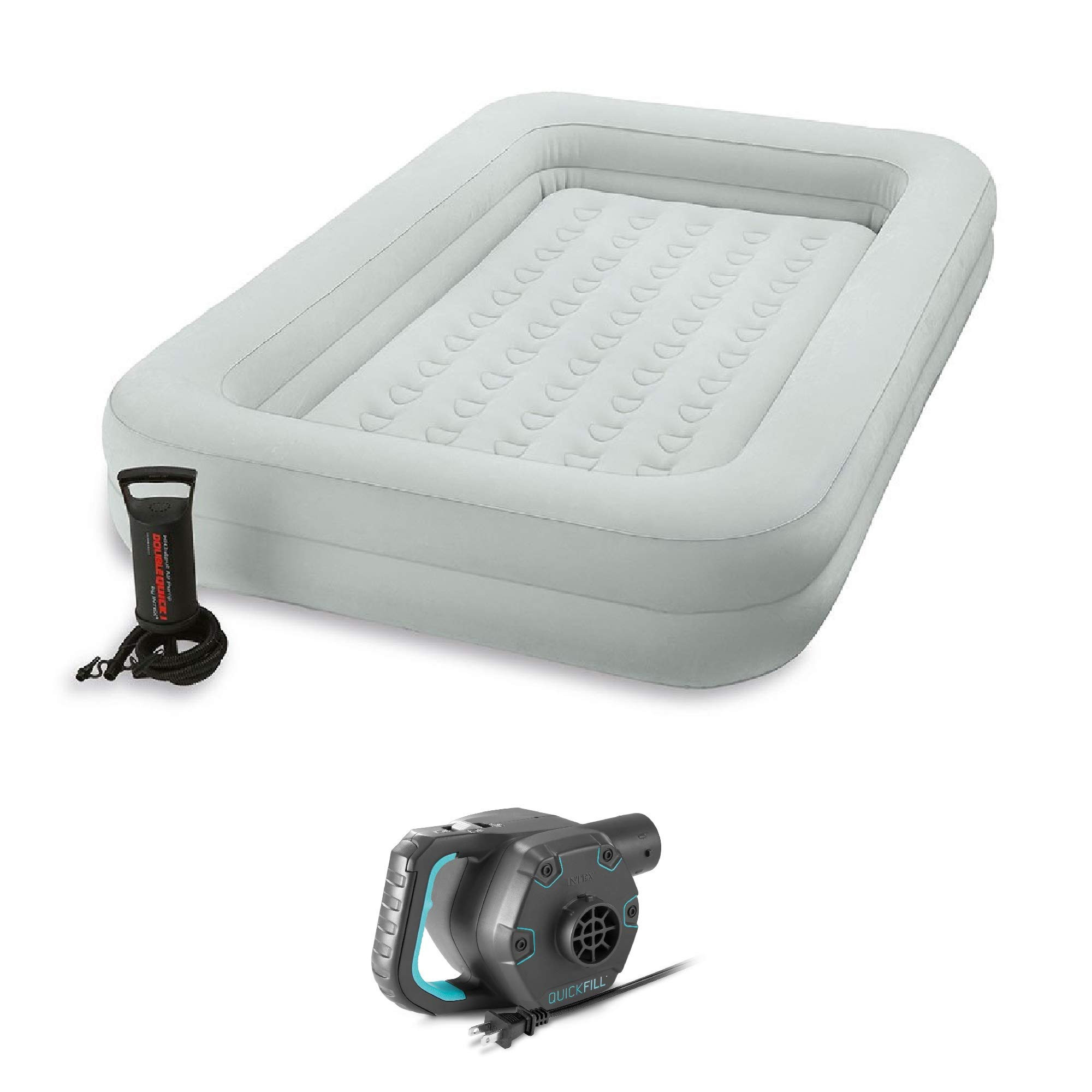 Intex Kids Inflatable Raised Frame Travel Air Bed w/Hand Pump & Electric Pump | Amazon (US)