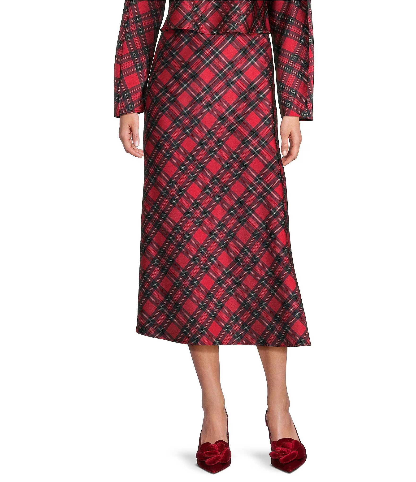 Antonio Melani Blakely Plaid Coordinating A-Line Satin Skirt | Dillard's | Dillard's