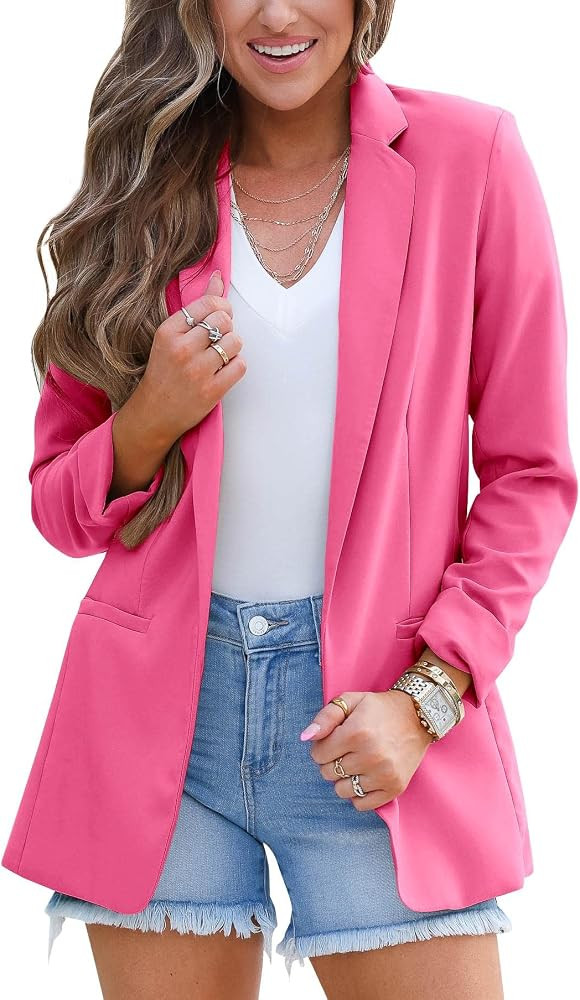Imily Bela Womens Casual Blazer Long Sleeve Open Front Cardigan Work Office Cropped Suit Jacket w... | Amazon (US)
