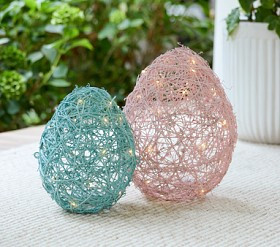 Egg Rattan Outdoor Light-Up Decor, Set of 2 | Pottery Barn Kids