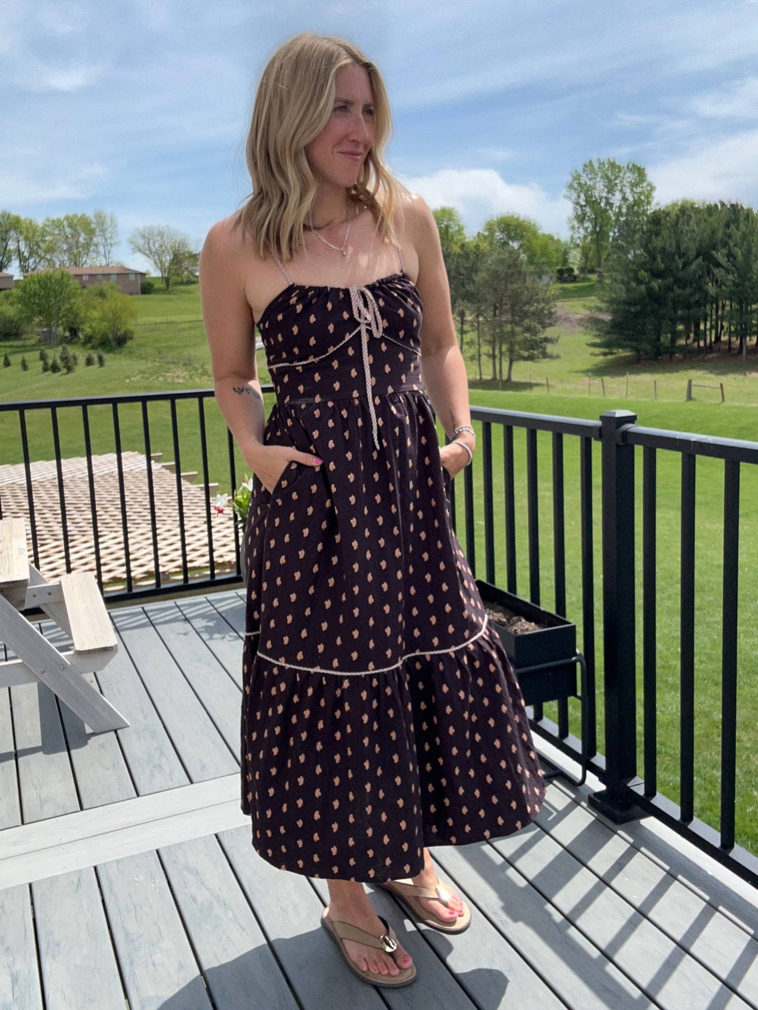 @Target dress and sandals 20% off this week! Dress is a size small, sandals run 1/2 a size big for me! 

#LTKSeasonal #LTKootd #LTKSaleAlert