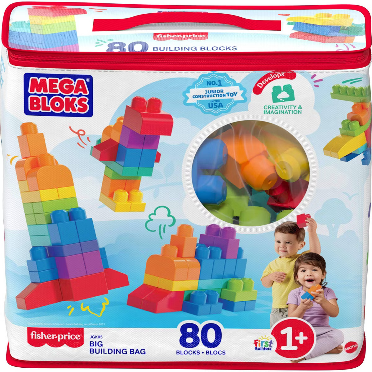MEGA BLOKS First Builders Big Building Bag Toy Blocks with Blue Storage Bag for Toddler - 80pc | Target