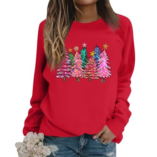 TWGONE Christmas Sweaters for Women, Christmas Sweatshirts Christmas Sweater for Women Women's Christmas Sweatshirts Fuzzy Sweater for Women Sweat Shirt Women Red X-Large | Amazon (US)
