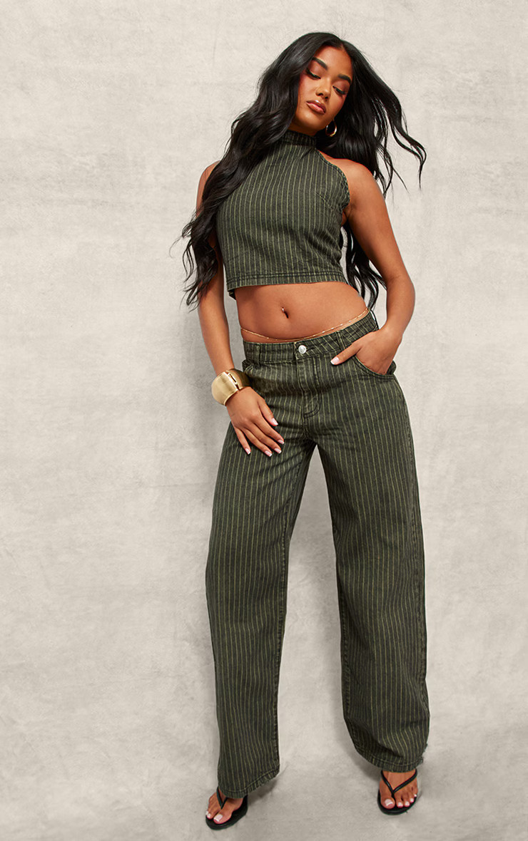 Grey Vintage Tint Pinstripe Baggy Jeans | PrettyLittleThing US