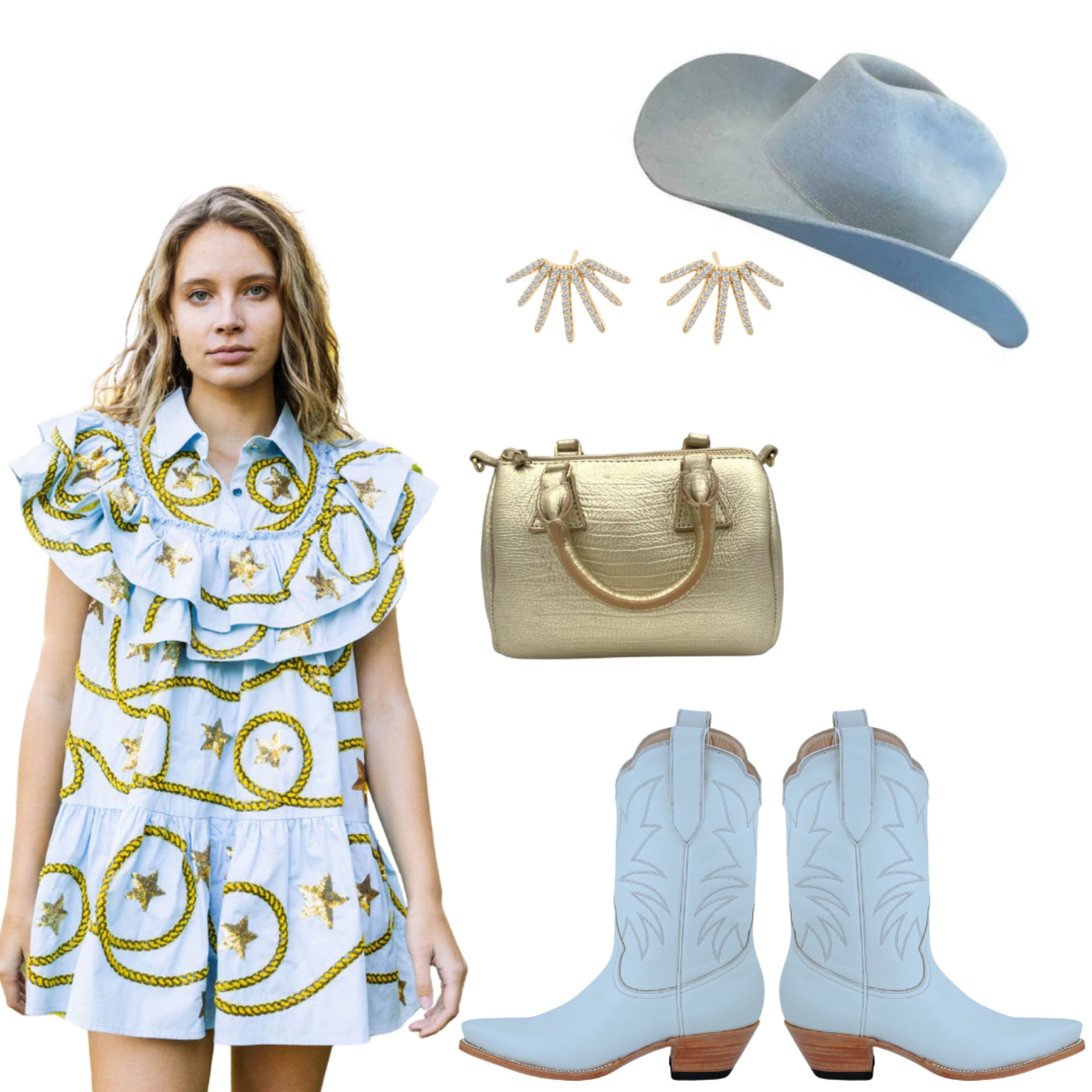Get ready to add a touch of timelessness to your wardrobe with these powder blue midi boots launching soon that pair effortlessly with everything. 🩵✨

We rounded up this outfit with our powder blue beauties paired with so many brands and pieces we love, and we could have added so many more.

#HeirloomField #CowgirlBoots
#GrandMillennial #Blue #ootd #flatlaystyle

#LTKshoecrush #LTKwedding #LTKfamily