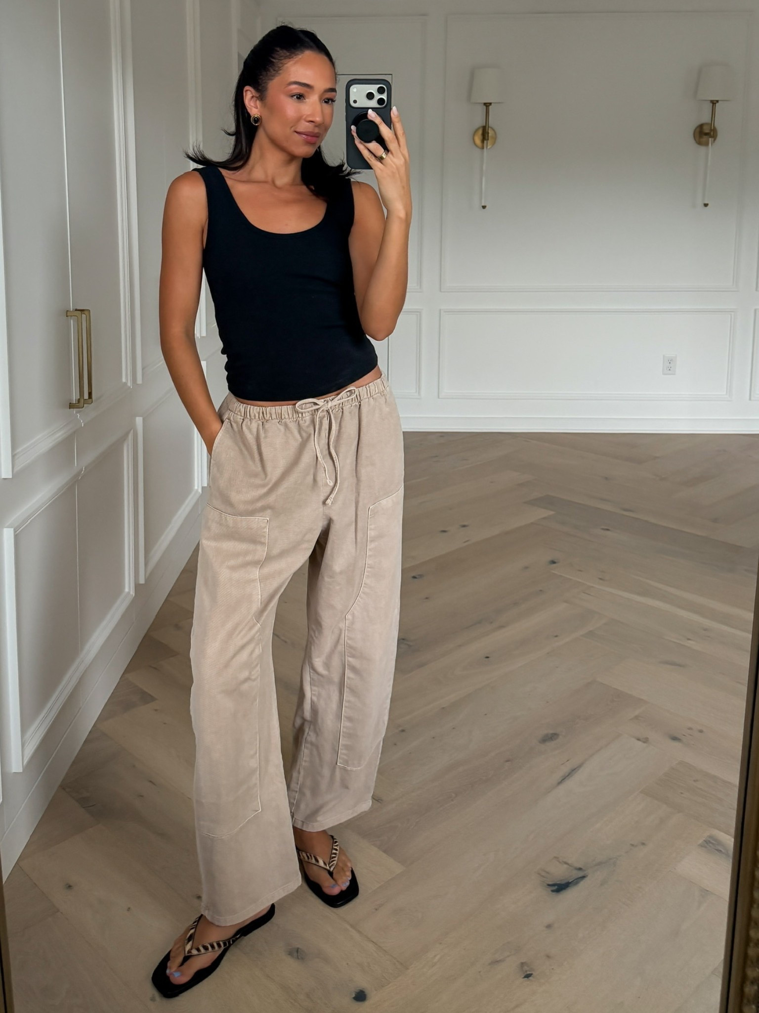 Casual summer outfit for running errands! Wearing size S black tank and size M pull-on pants! They’re so effortlessly chic and easy for summer and early fall outfits 🤍 Gap is 40% OFF and an extra 10% OFF with code GREAT

#LTKSaleAlert #LTKSeasonal #LTKootd