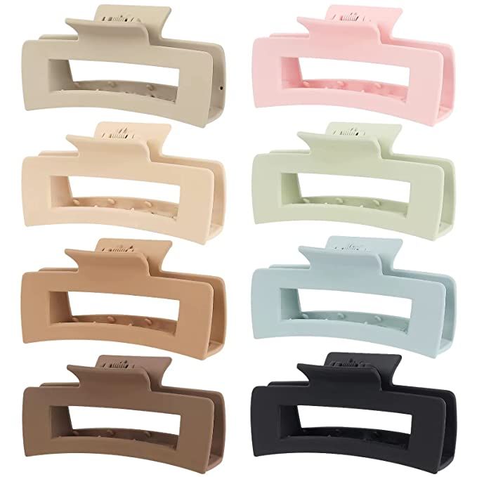 8 Pcs Large Hair Claw Clips 4.1" Non-slip Big Square Matte Hair Claw Clips for Women Girls, Stron... | Amazon (US)