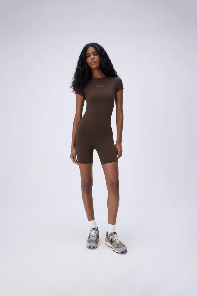 Ultimate Short Sleeve Romper - Espresso Brown | Adanola UK
