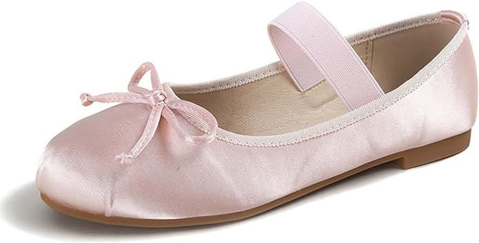 JOEupin Zapatos planos de ballet con punta redonda para mujer, con correa elástica, cómodos, si... | Amazon (US)