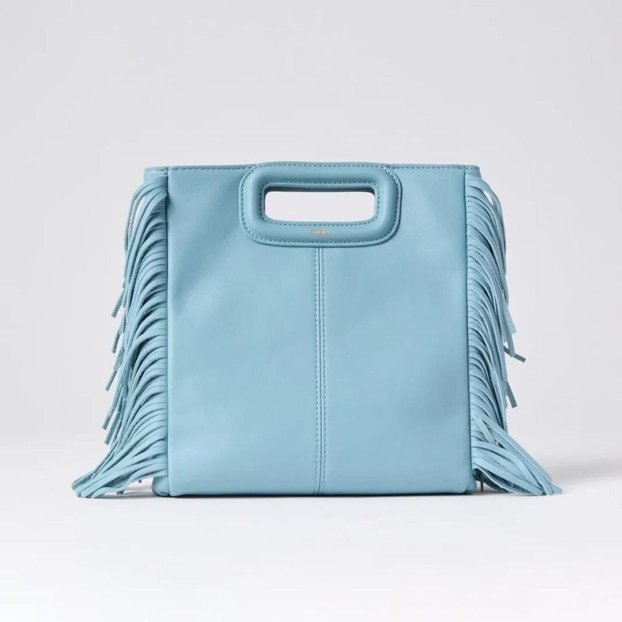 Maje - FRINGED LEATHER CROSSBODY BAG Light blue... | Depop | Depop US