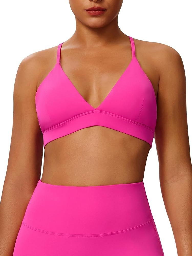 Queerier Women's Sports Bra Triangle Bralette Padded Bikini Tops Adjustable Strappy Yoga Gym Bras... | Amazon (US)
