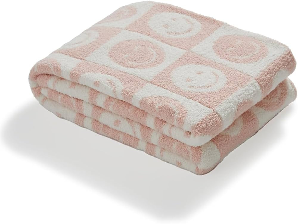 Throw Blankets with Smiley Faces Checkered Reversible Soft Cozy Warm Blanket for Bed Sofa Travel ... | Amazon (US)