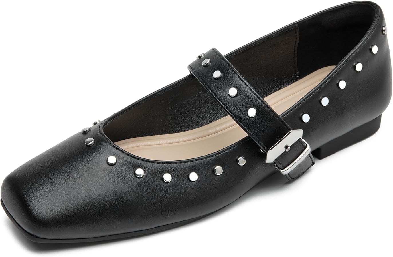 WONDERWAY Women Mary Jane Shoes,Slip On Ankle Strap Dress Flat Shoes | Amazon (US)